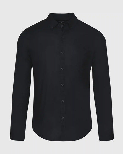 Black Stretch Oxford Long Sleeve Shirt