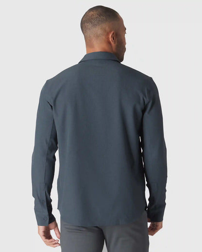 Heather Navy Long Sleeve Ripstop Commuter Shirt