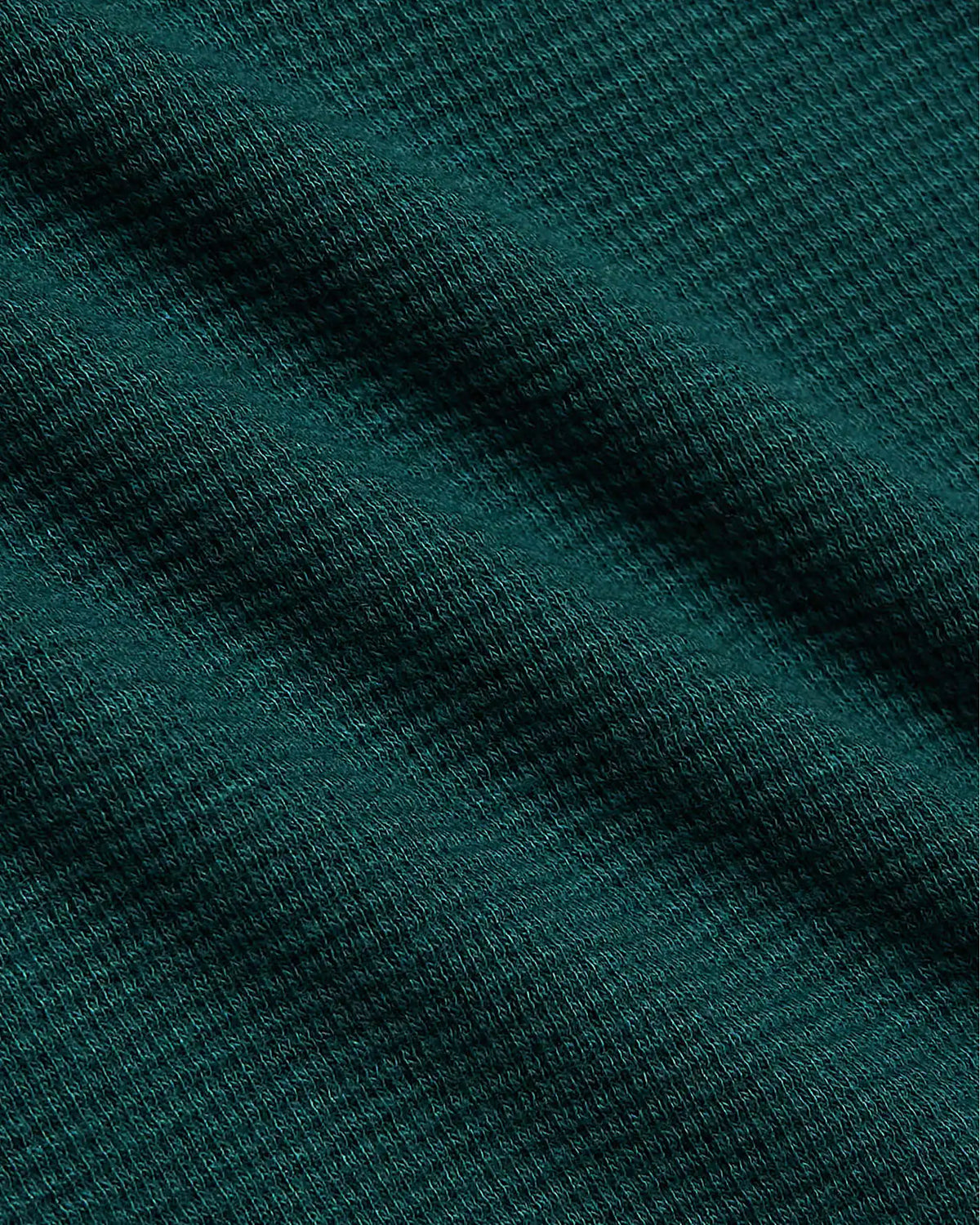 Womens Deep Emerald Waffle Long Sleeve Boxy Henley