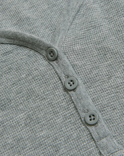 Womens Heather Gray Waffle Long Sleeve Boxy Henley
