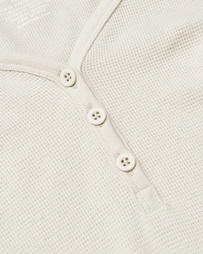 Womens Oatmeal Waffle Long Sleeve Boxy Henley