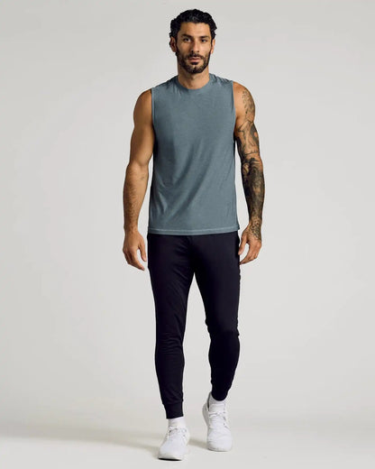 Heather Navy Sleeveless Active Muscle Tee