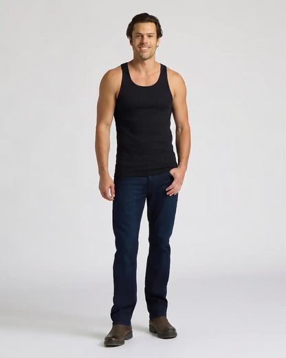 Black Ribbed Curved Hem Tank
