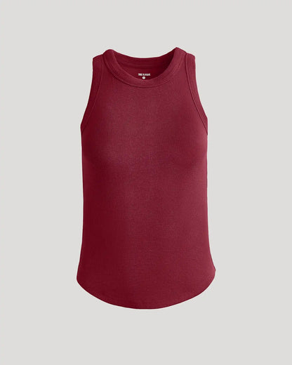 Womens Dark Maroon Ribbed High Neck Tank