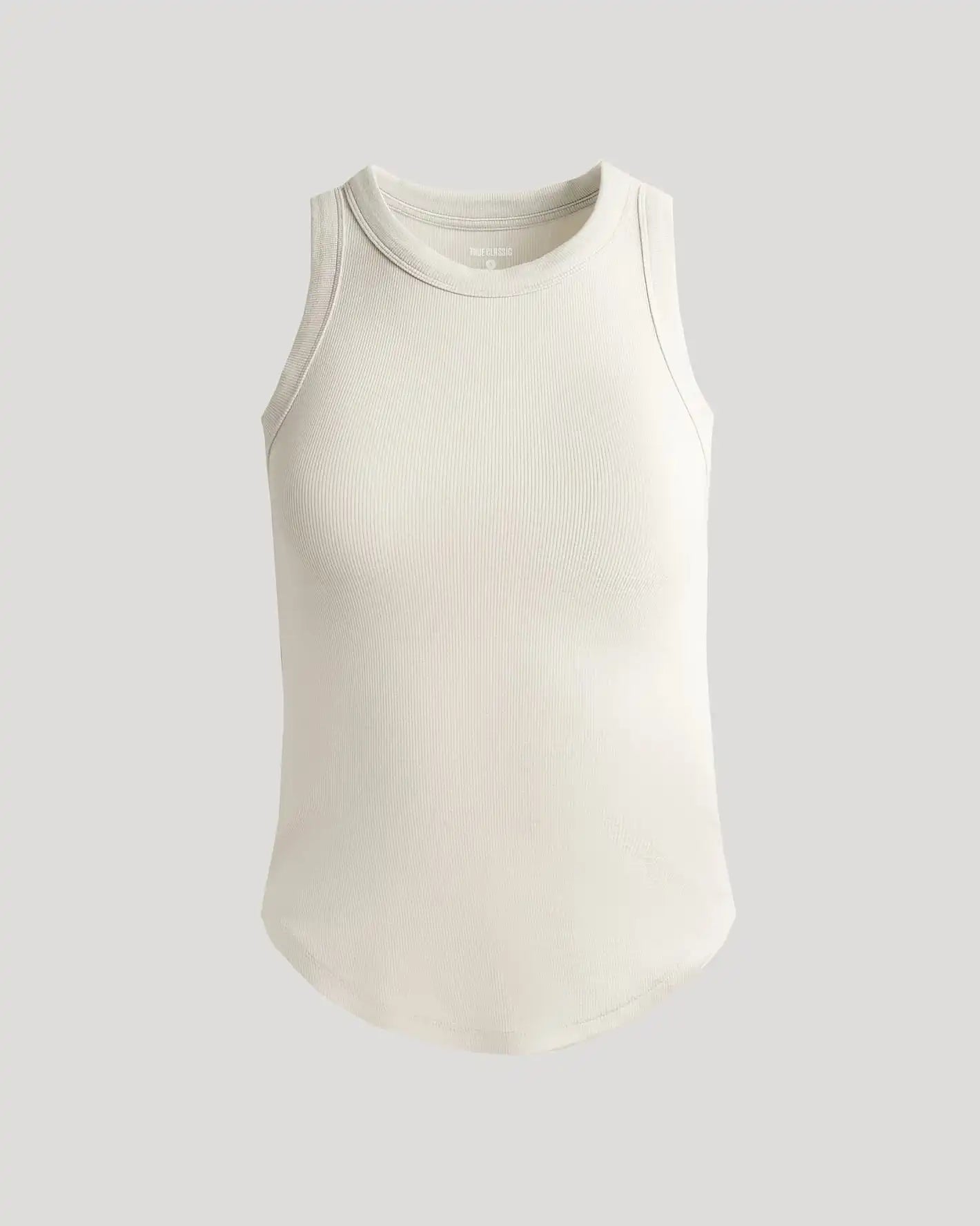 Womens Oatmeal Ribbed High Neck Tank