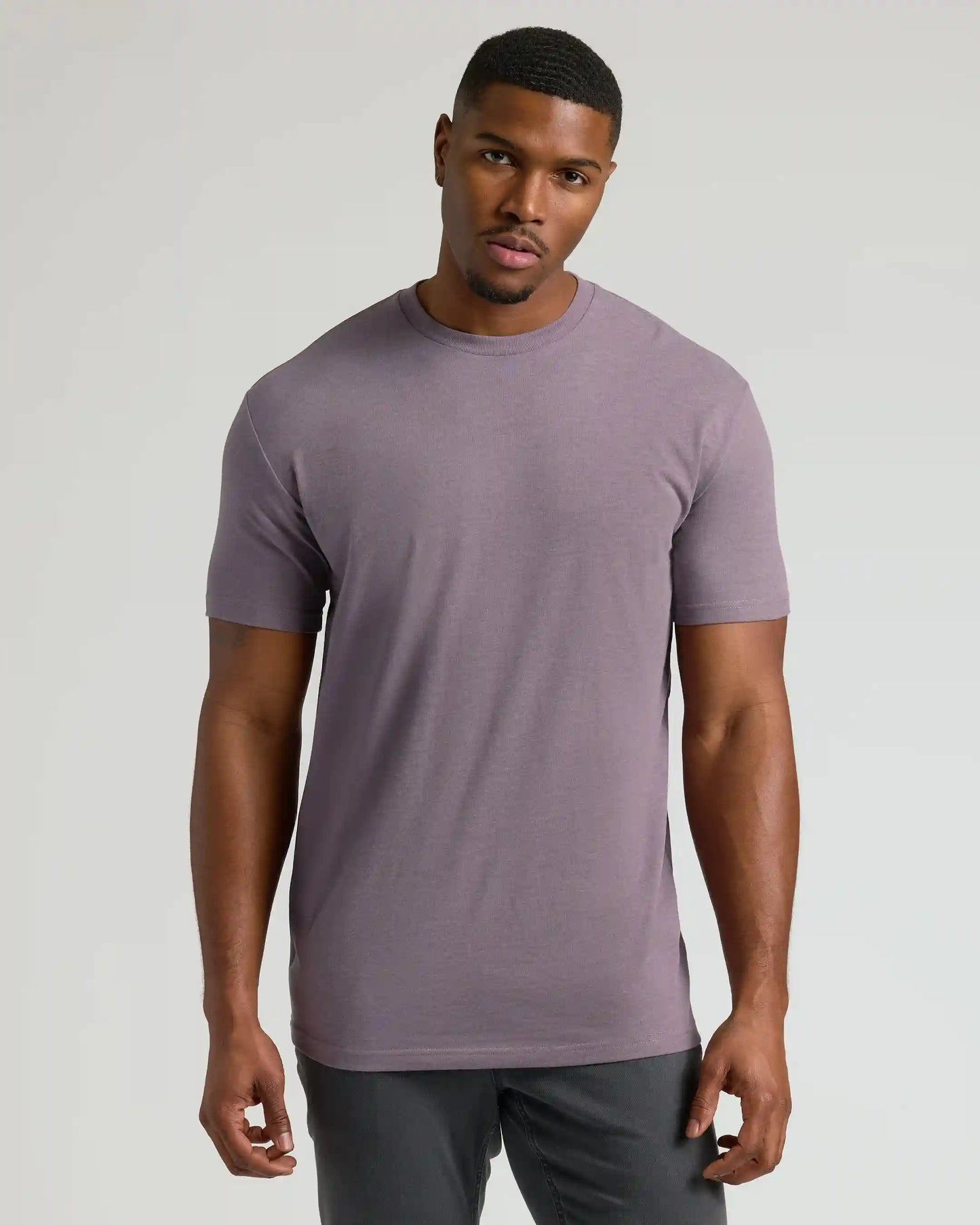 Dark Heather Amethyst Tall Straight Hem Crew Neck T-Shirt