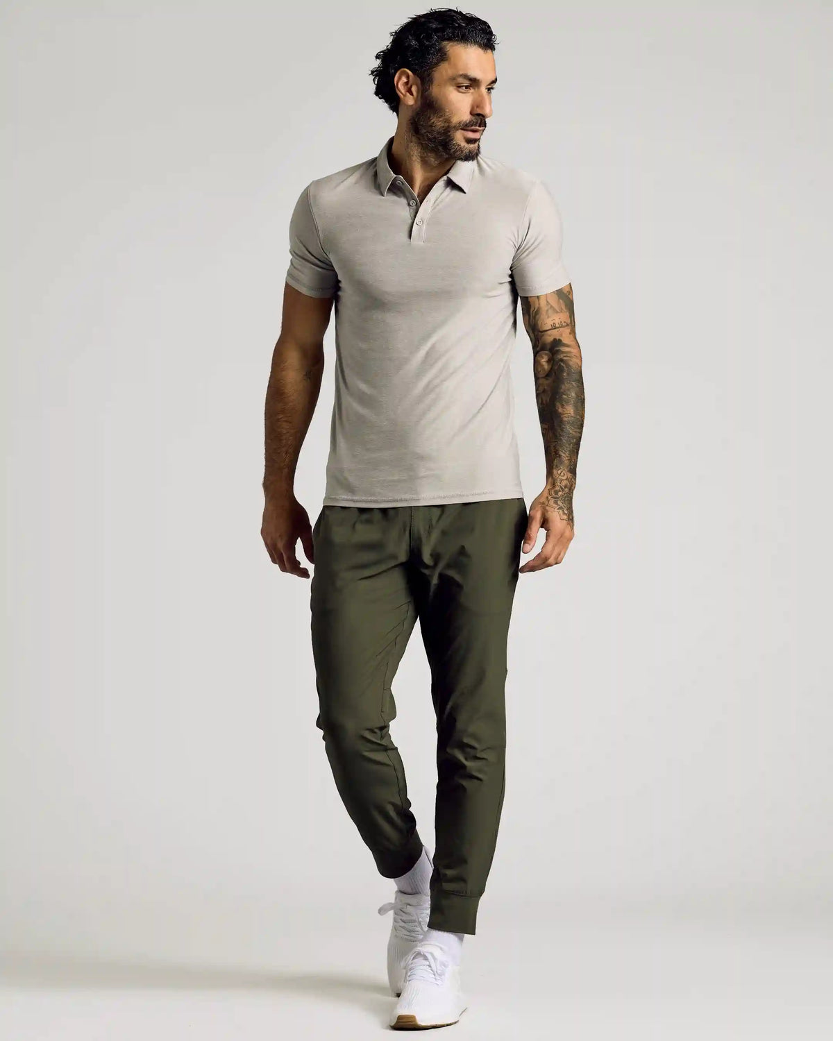 Light Heather Gray Short Sleeve Tall Active Polo