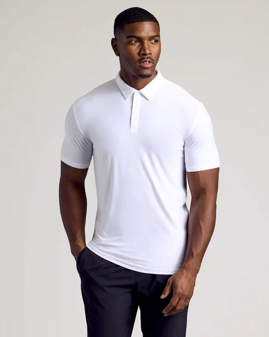 White Short Sleeve Tall Active Polo