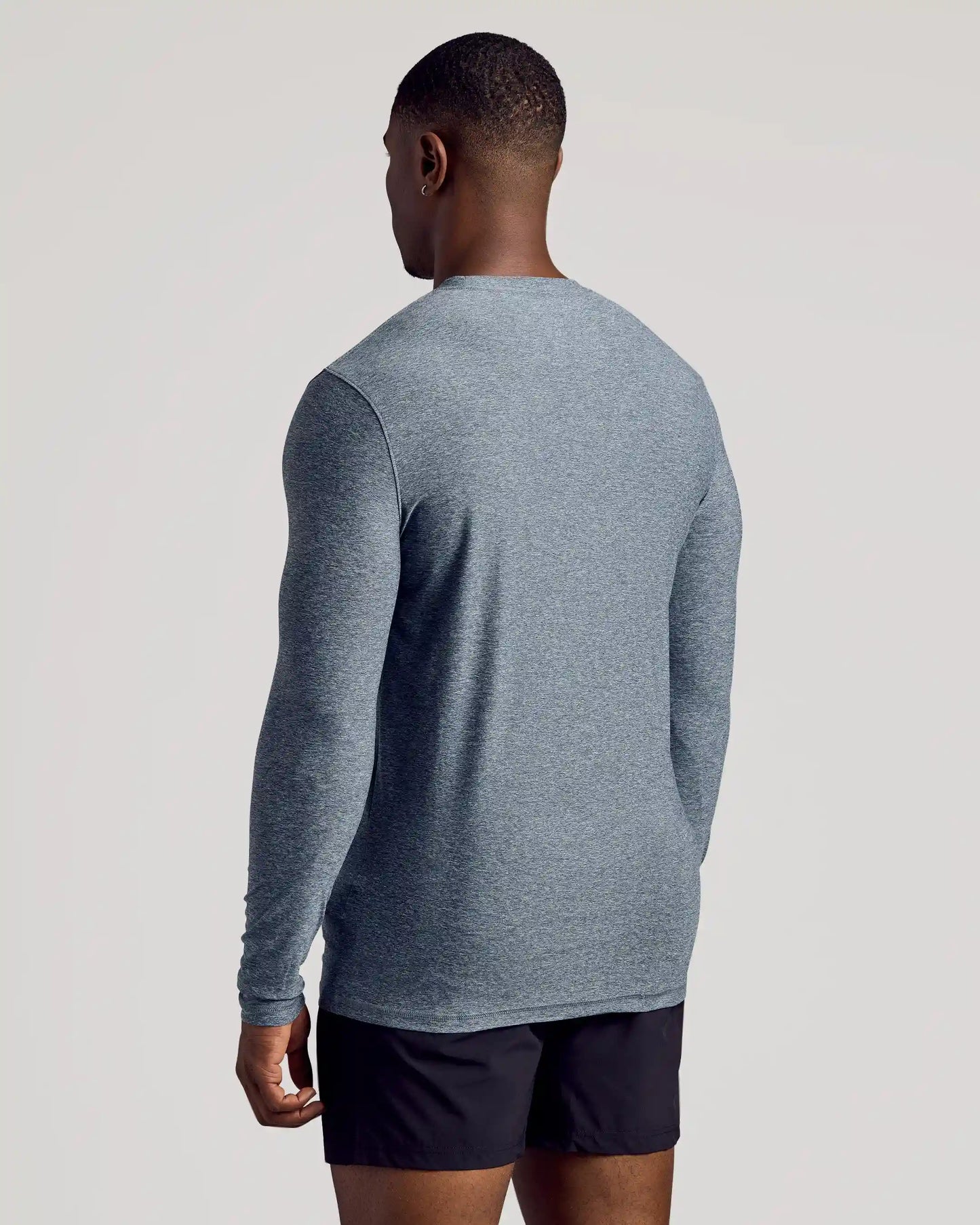 Heather Navy Long Sleeve Tall Active Crew