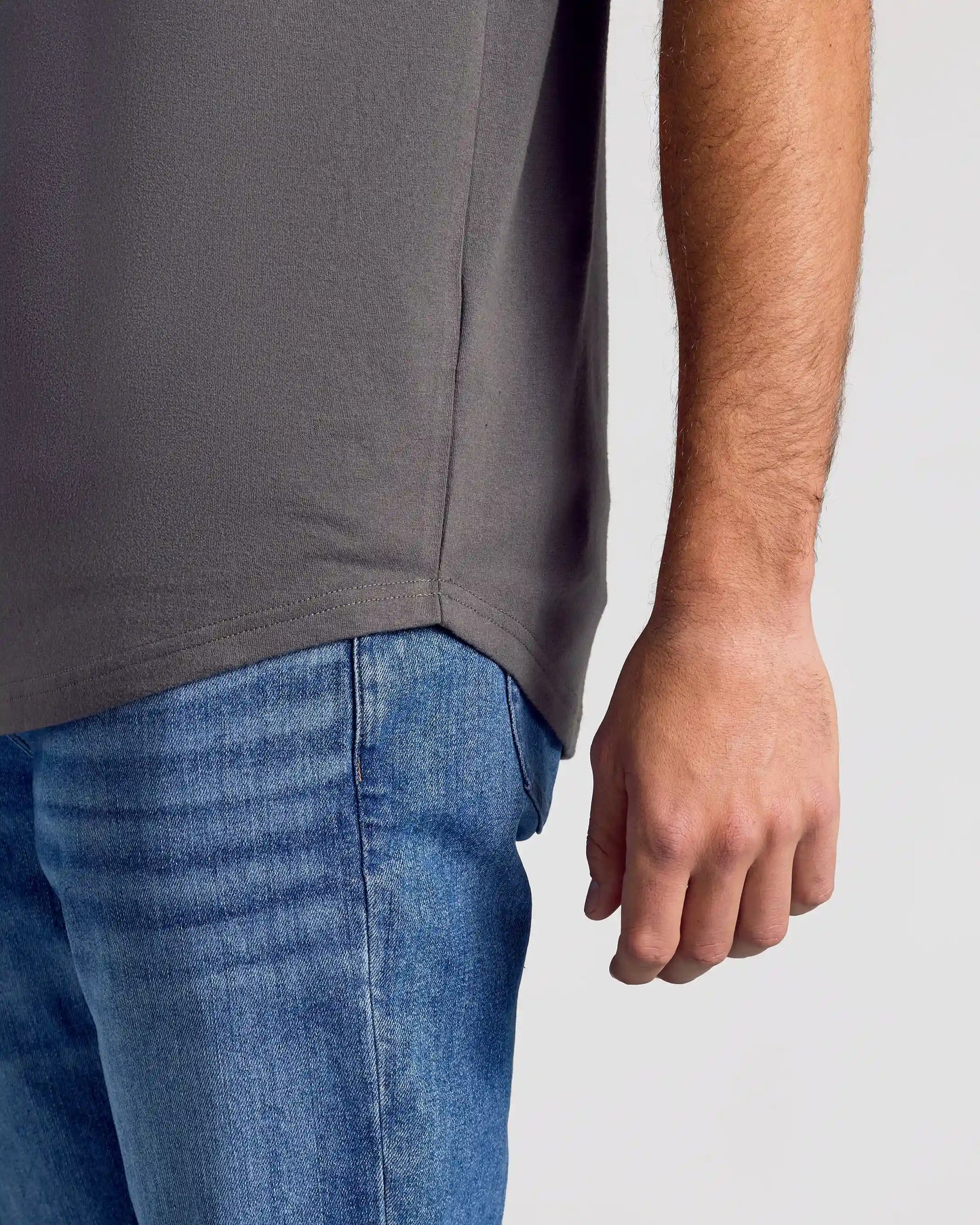Carbon Short Sleeve Tall Curved Hem Crew