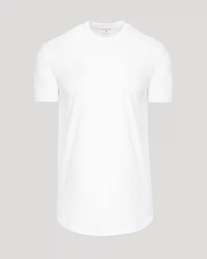 White Short Sleeve Tall Curved Hem Crew