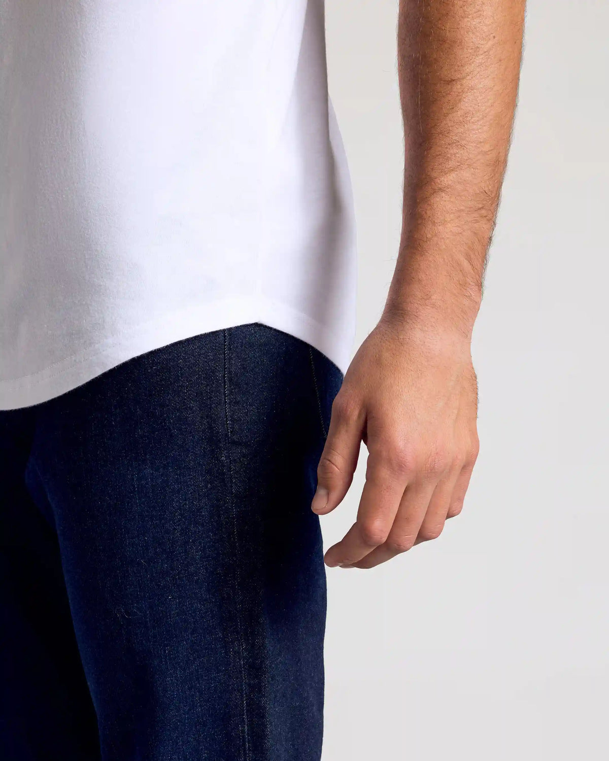 White Short Sleeve Tall Curved Hem Crew