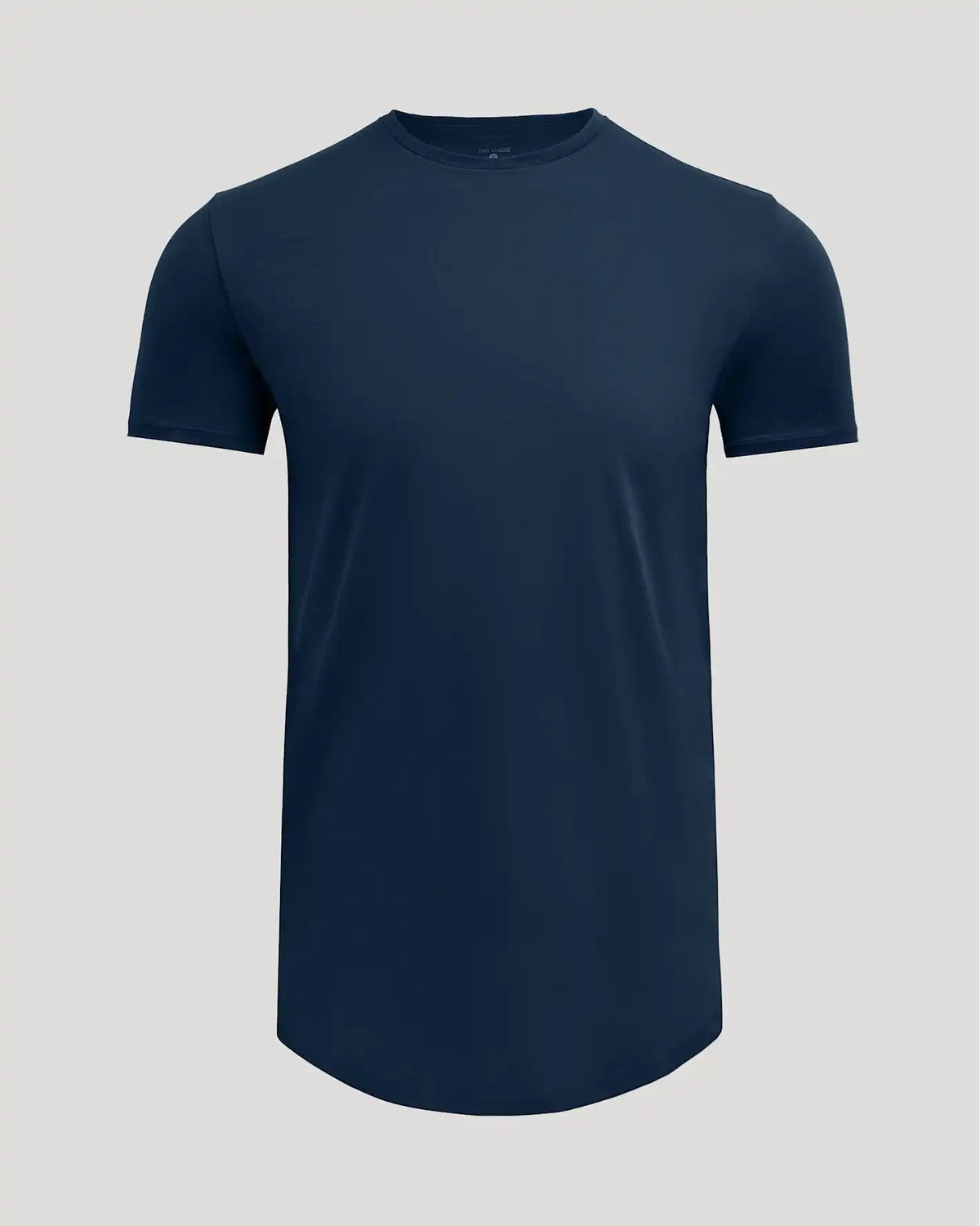 Navy Tall Pima Cotton Blend Curved Hem Crew