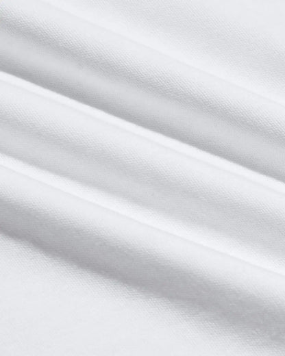 White Tall Pima Cotton Blend Curved Hem Crew