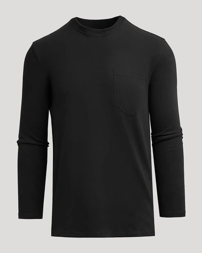 Black Tall Heavyweight Long Sleeve Pocket Crew