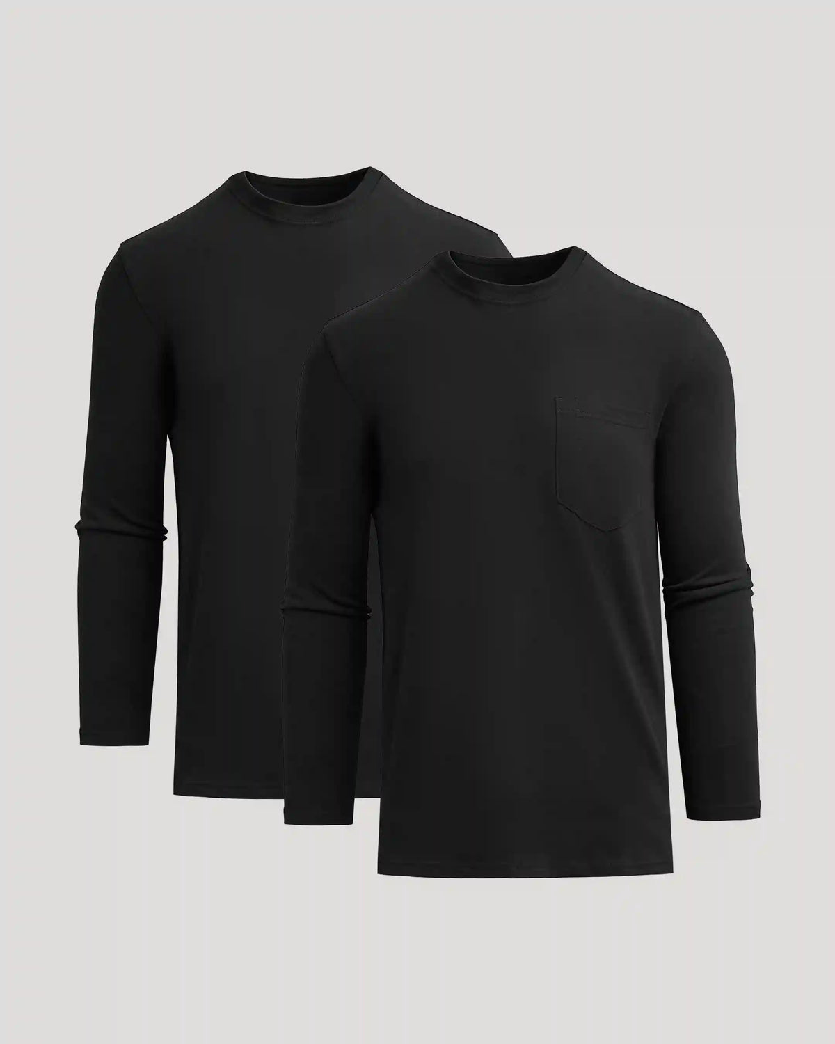 Black Tall Heavyweight Long Sleeve Pocket Crew 2-Pack