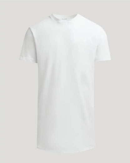 White Tall Heavyweight Curved Hem Crew