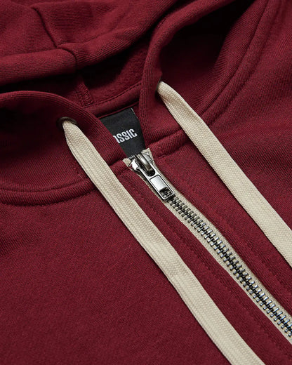 Dark Maroon Fleece French Terry Zip Hoodie