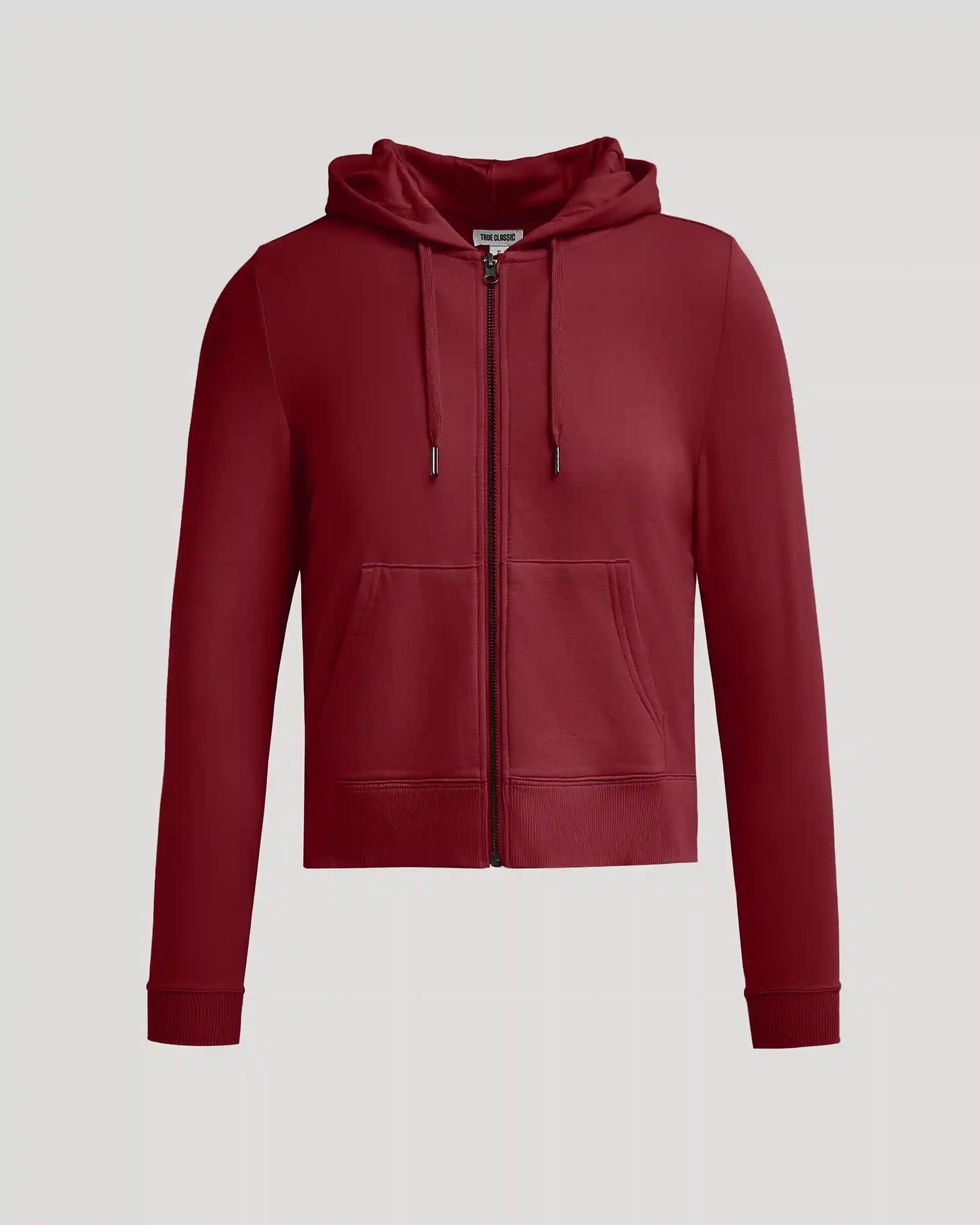 Womens Dark Maroon Crop Zip Hoodie