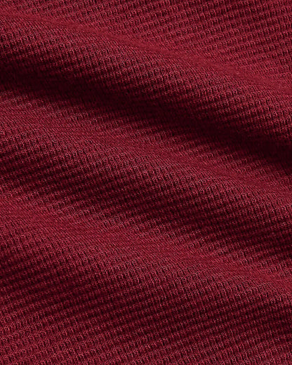 Womens Dark Maroon Waffle Long Sleeve Henley & Waffle Leg Pant 2-Pack