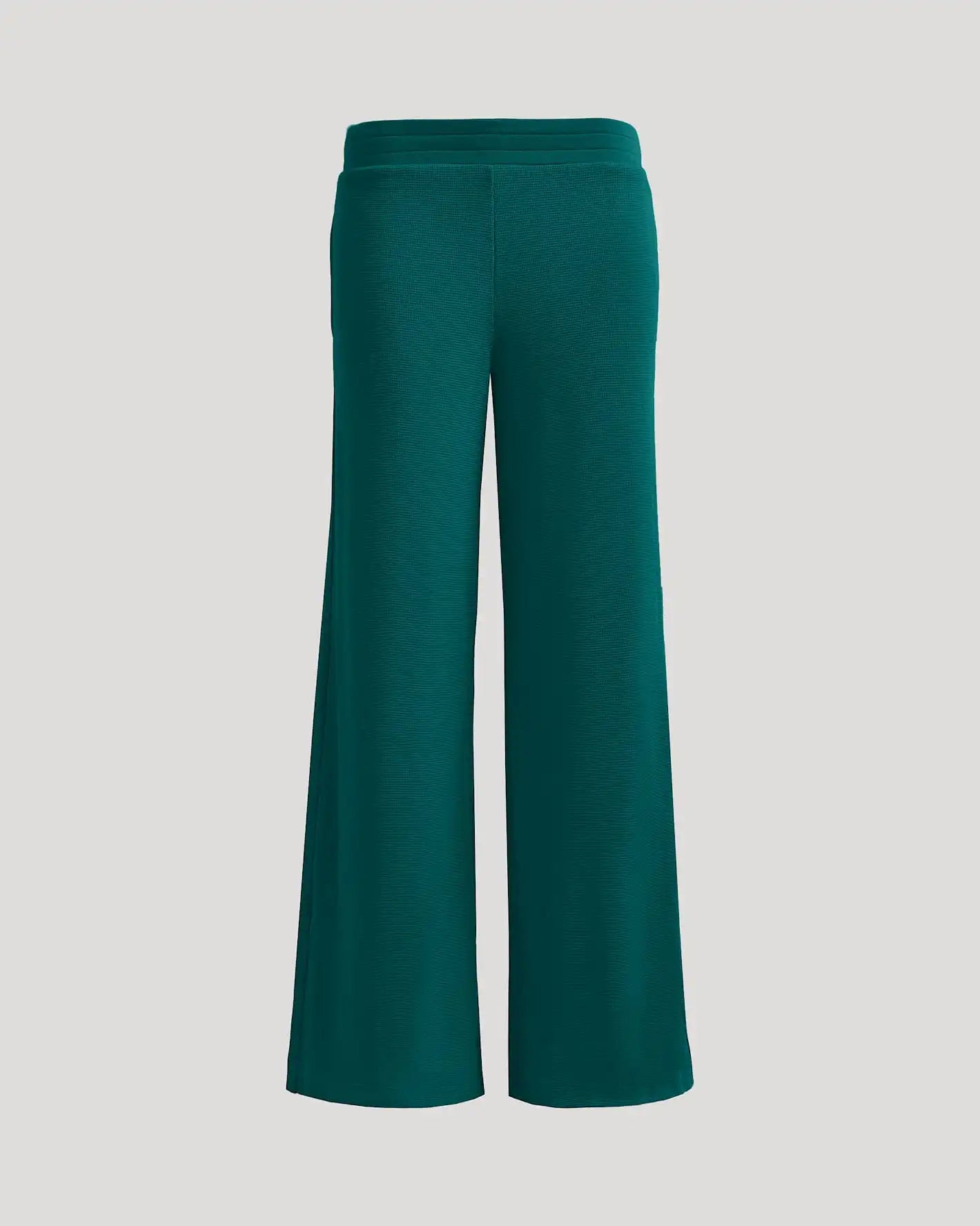 Womens Deep Emerald Waffle Wide Leg Pants