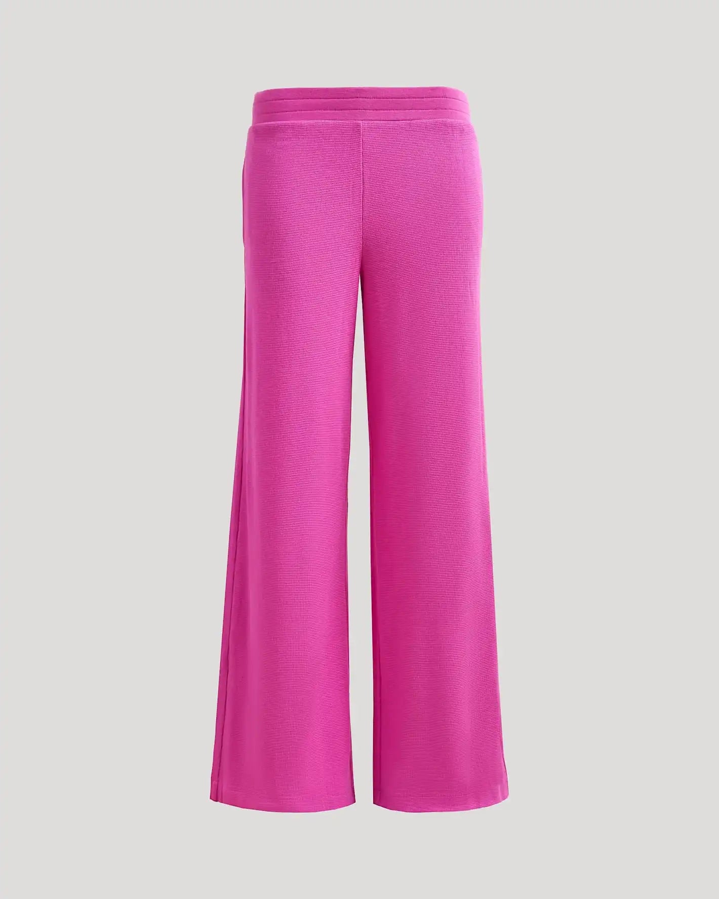 Womens Electric Fuchsia Waffle Wide Leg Pants