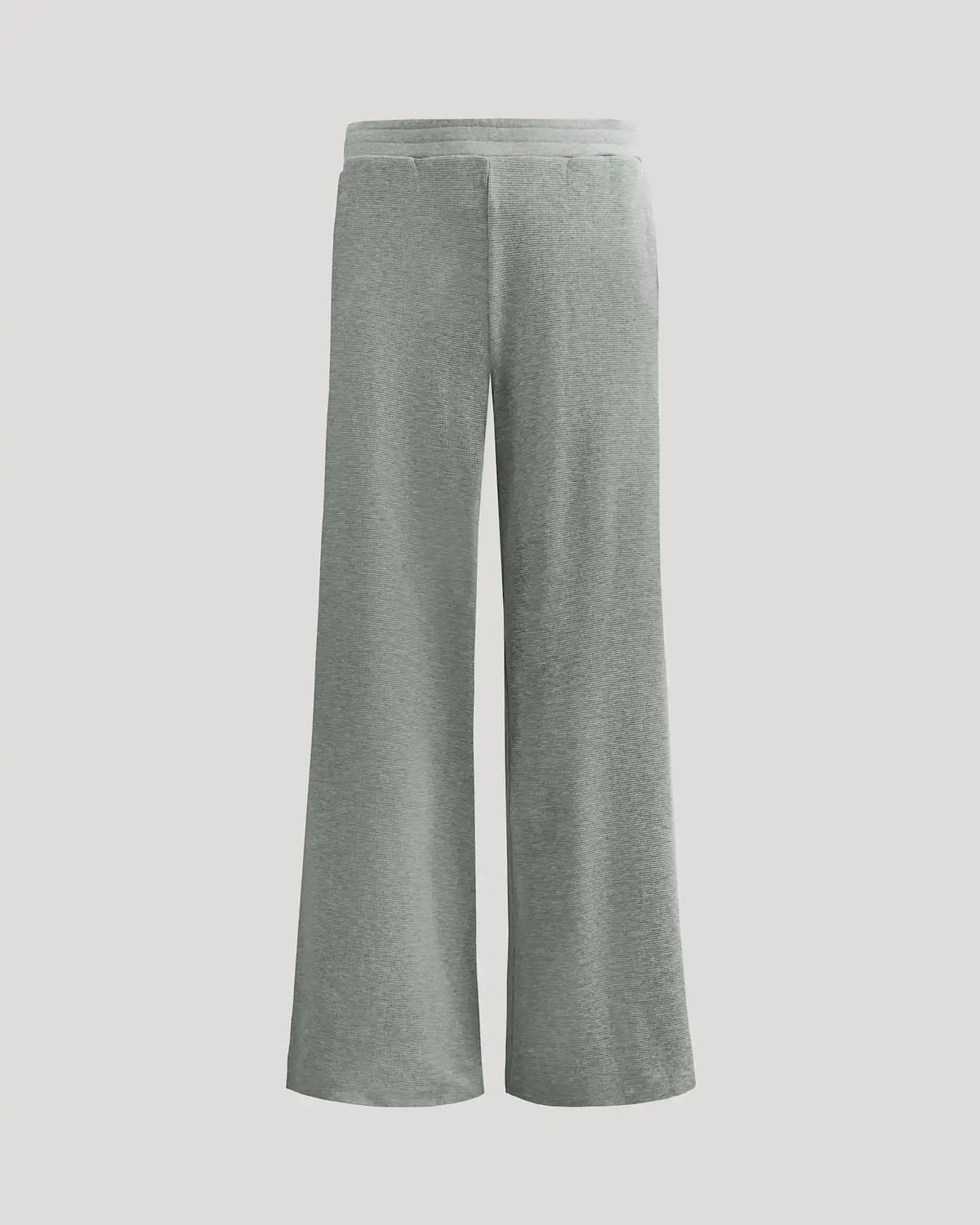 Womens Heather Gray Waffle Wide Leg Pants