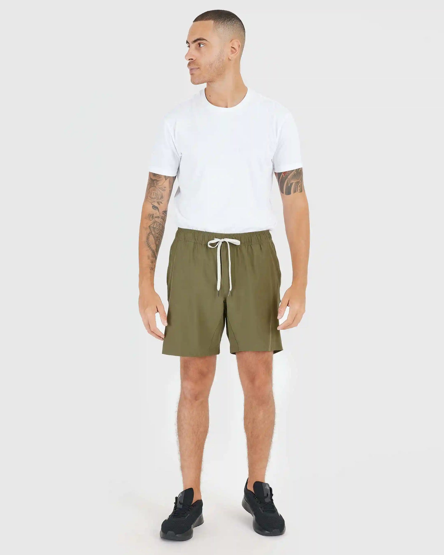 Military Green Active Quick Dry Shorts with Liner