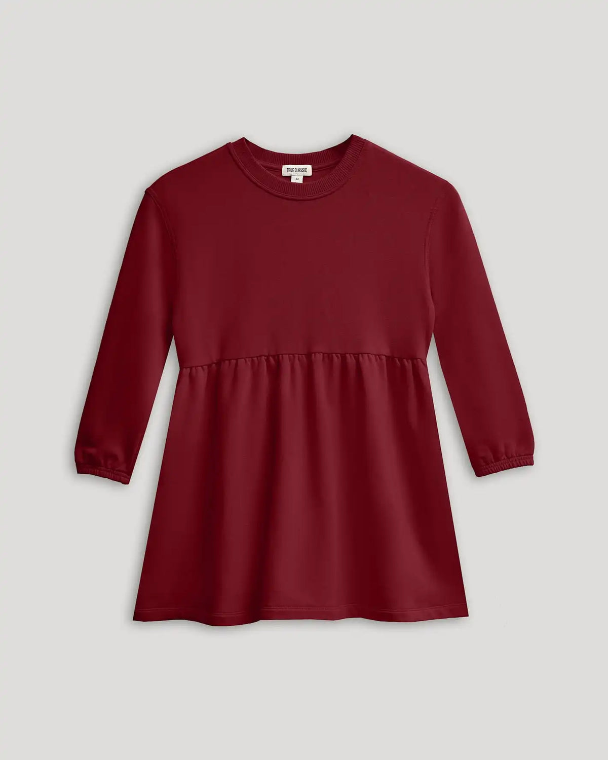 Girls Dark Maroon Long Sleeve Fleece Dress