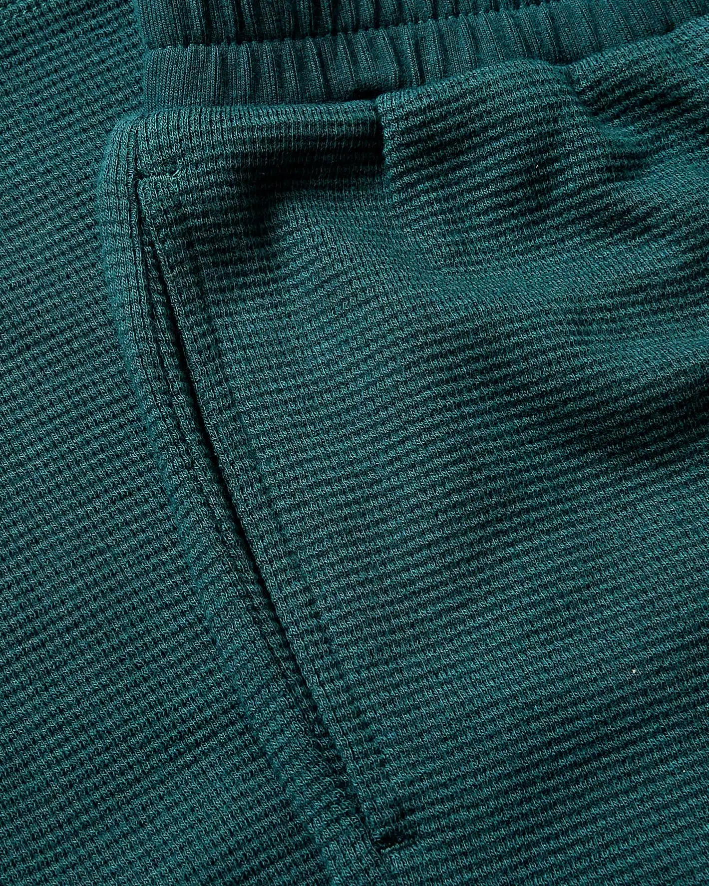 Girls Deep Emerald Waffle Long Sleeve Henley & Waffle Leg Pants 2-Pack