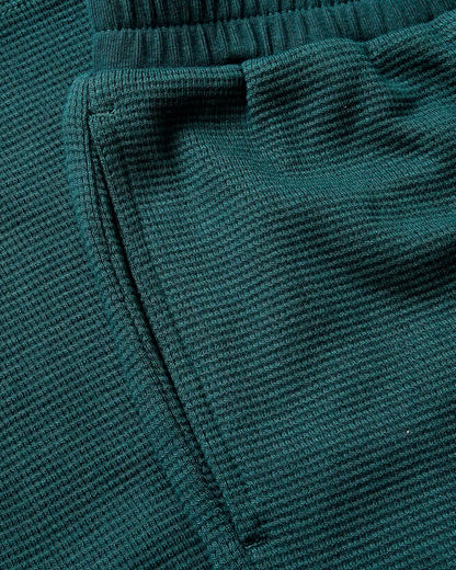 Girls Deep Emerald Waffle Long Sleeve Henley & Waffle Leg Pants 2-Pack