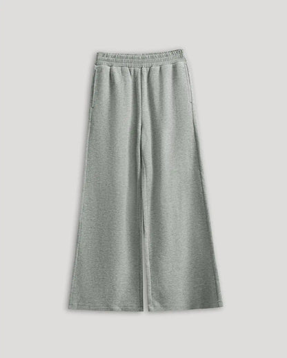 Girls Heather Gray Waffle Wide Leg Pants