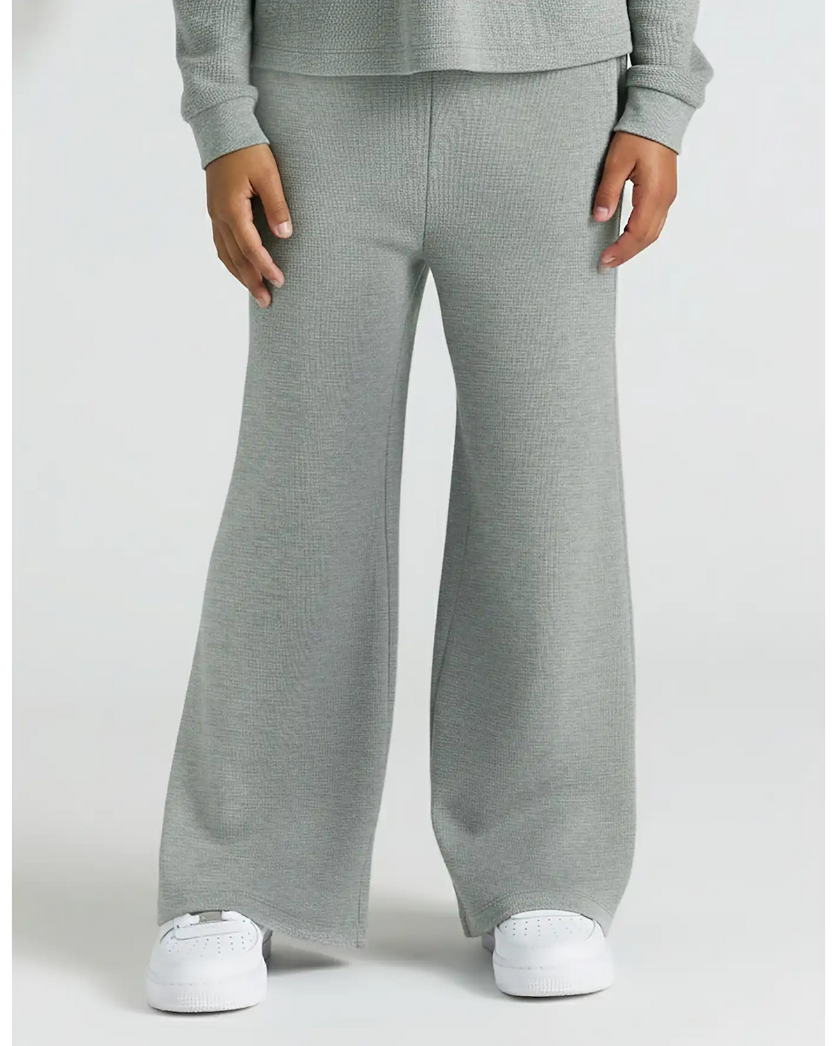 Girls Heather Gray Waffle Long Sleeve Henley & Waffle Leg Pants 2-Pack
