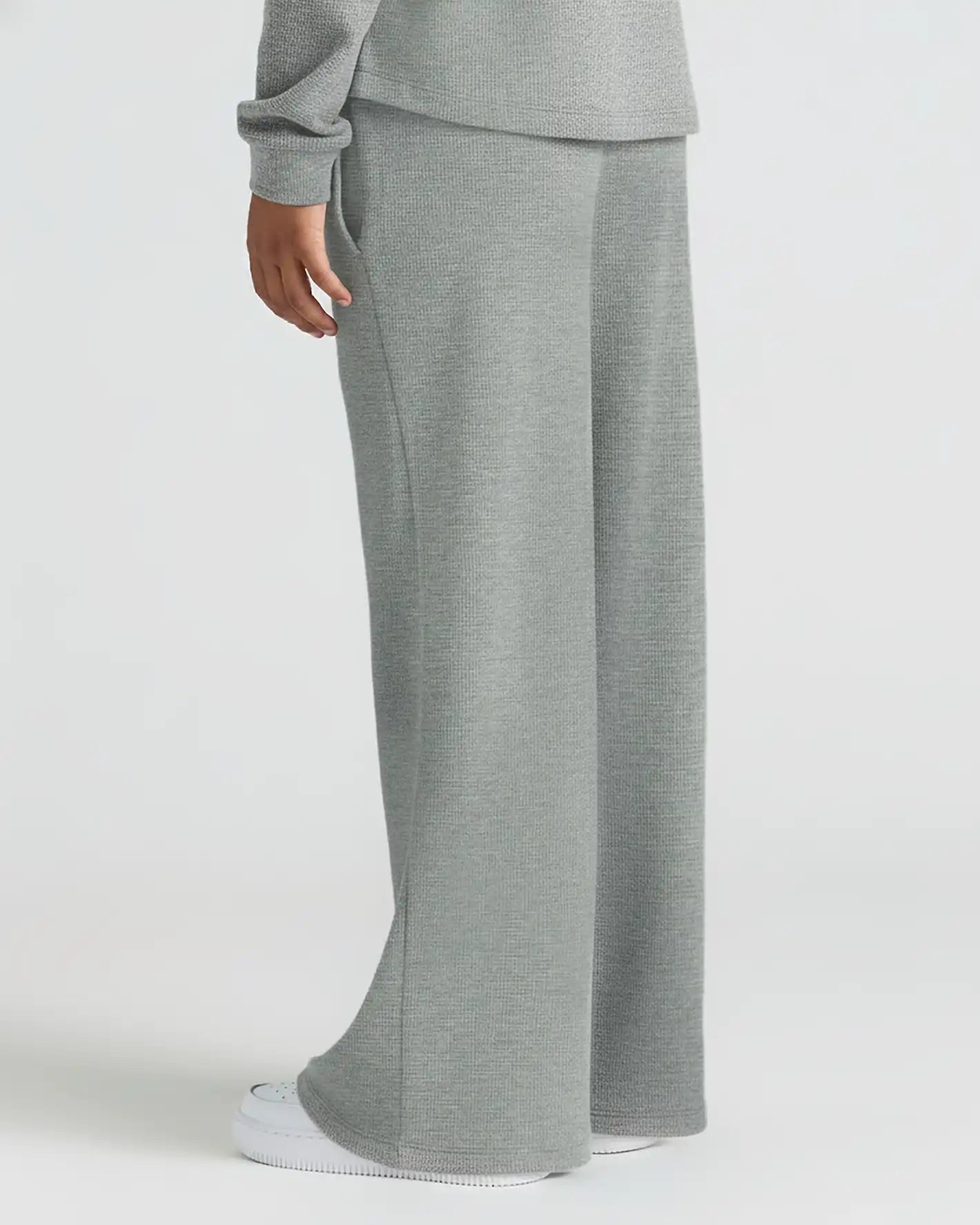 Girls Heather Gray Waffle Long Sleeve Henley & Waffle Leg Pants 2-Pack