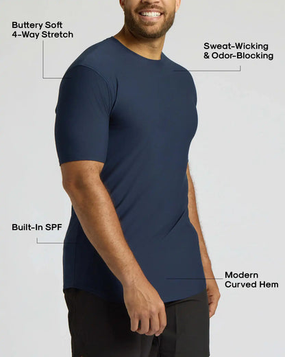 Navy Tall Active Curved Hem Crew