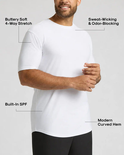 All White Tall Active Curved Hem Crew 3-Pack
