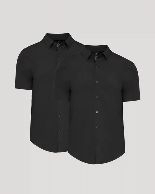 All Black Short Sleeve Performance Dress Shirt 2-Pack