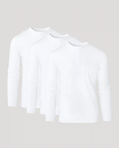 All White Classic Henley 3-Pack