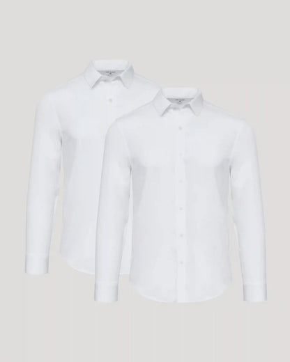 All White Long Sleeve Performance Dress Shirt 2-Pack