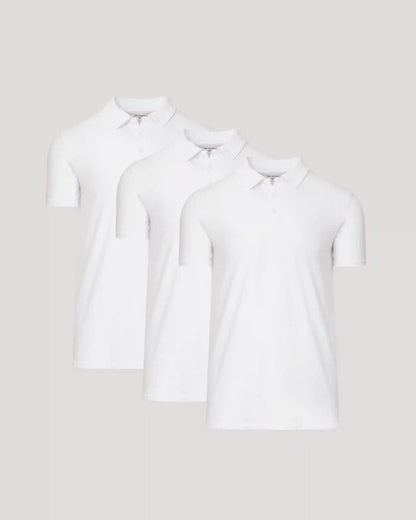 All White Tall Classic Polo 3-Pack