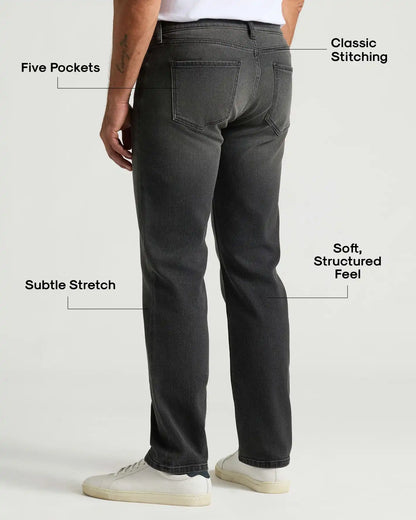 Gray Wash Straight Authentic Denim Jeans