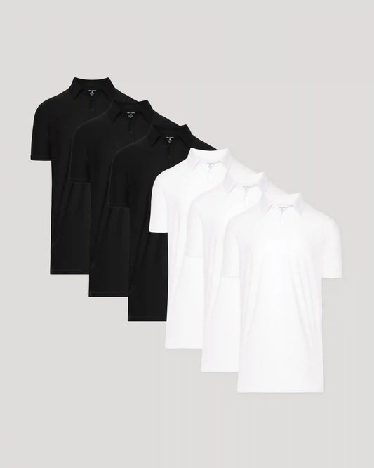 Black & White Active Polo 6-Pack