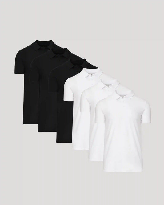 Black & White Tall Classic Polo 6-Pack