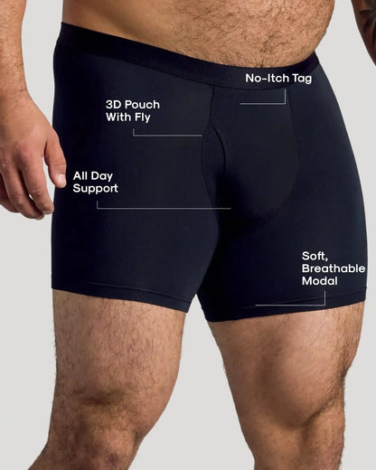 Black Boxer Briefs W/ Fly 12-Pack 2025