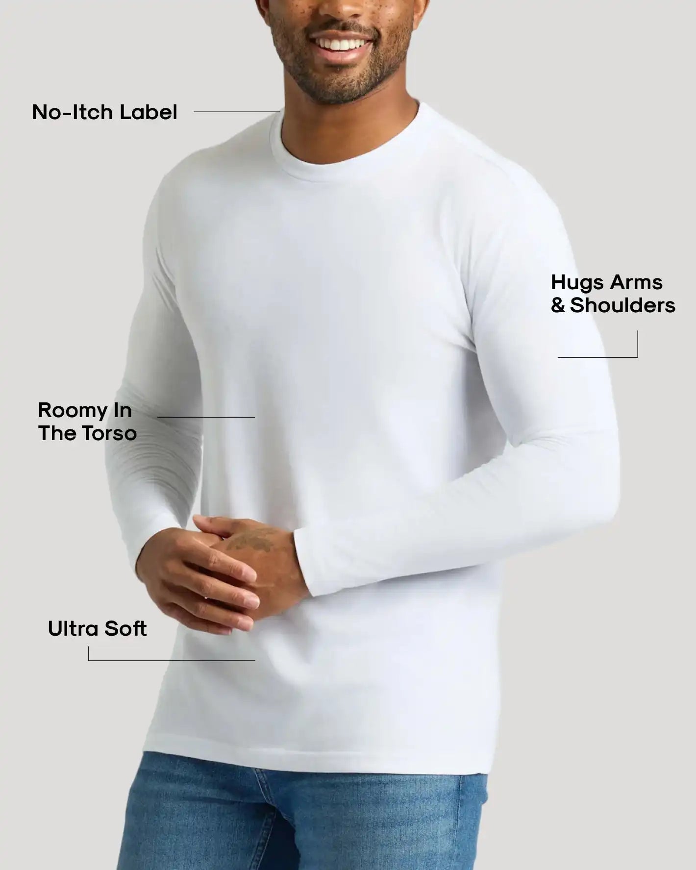 White Classic Long Sleeve Crew Neck