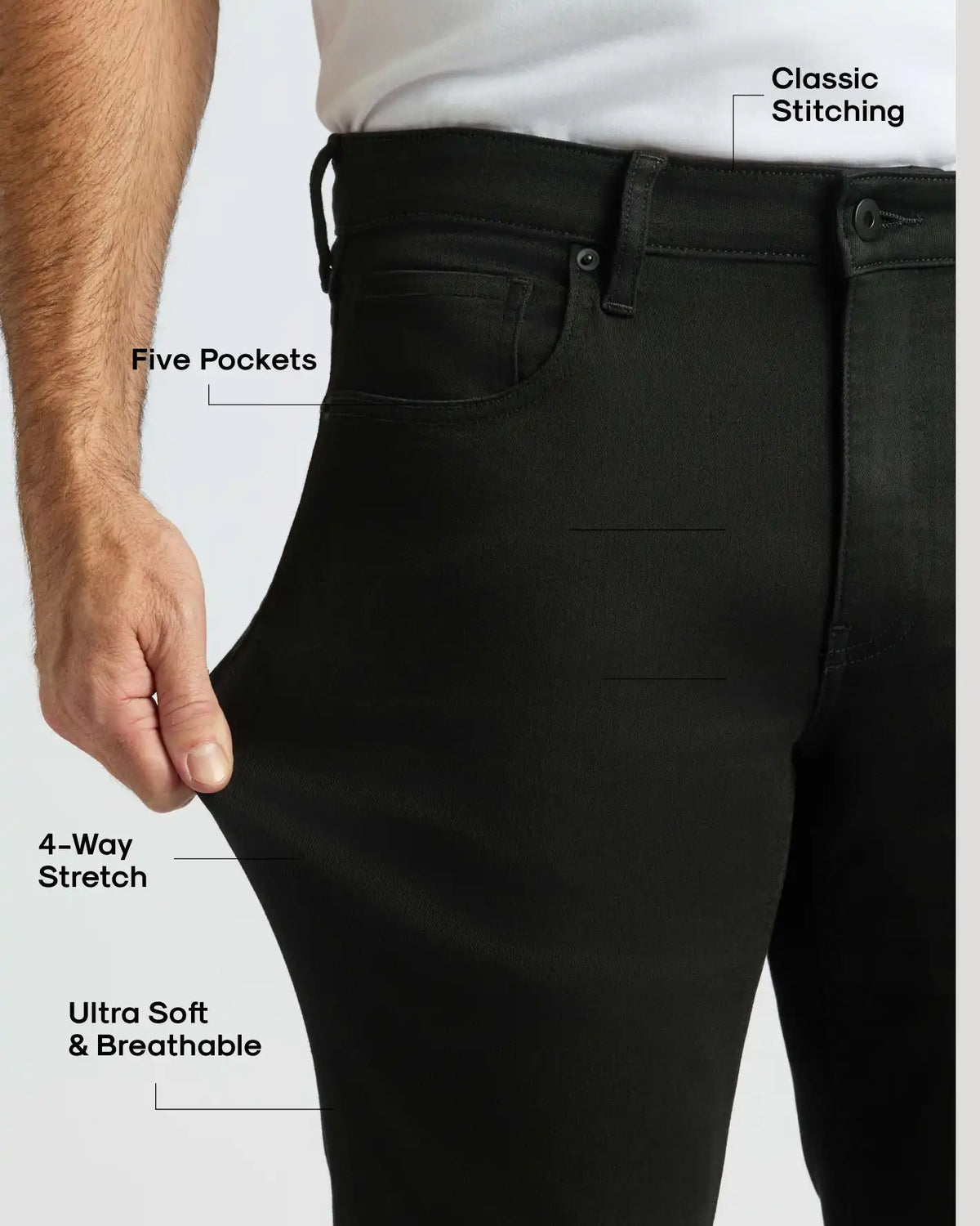 Black Wash Straight Comfort Stretch Jeans