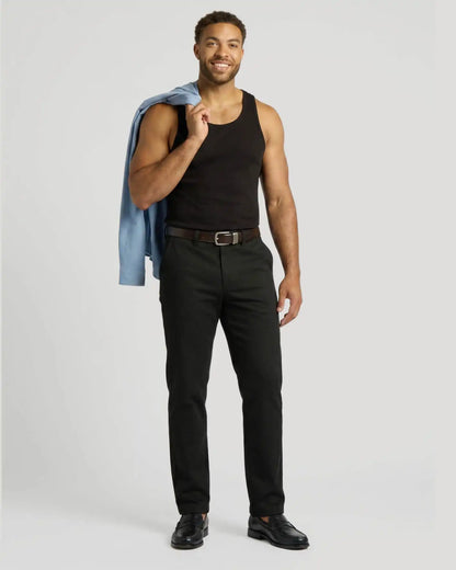 Black Ribbed Curved Hem Tank