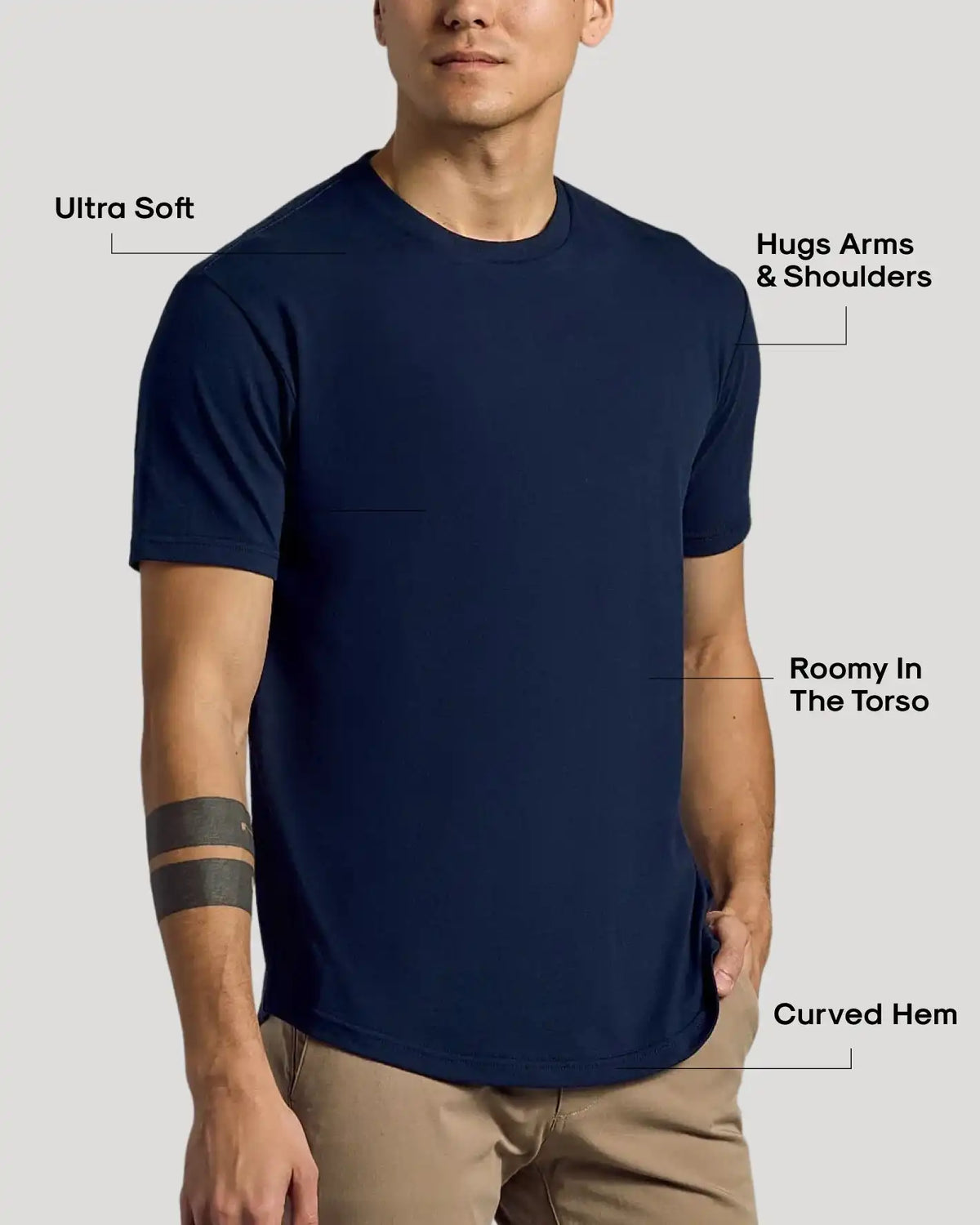 Classic Curved Hem Crew Neck 3-Pack