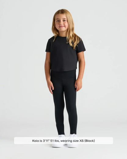 Girls Black Foldover Leggings