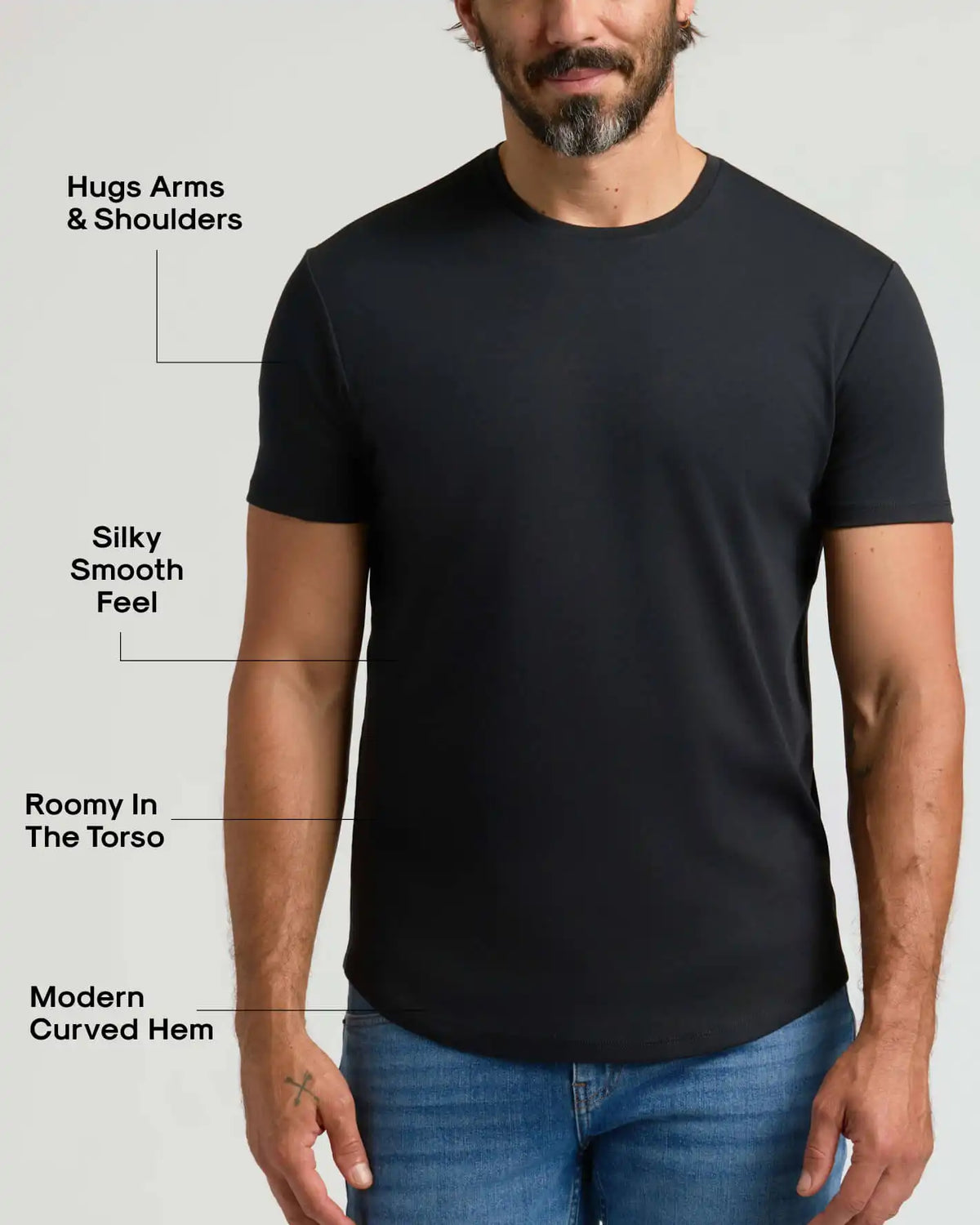 Pima Cotton Blend Curved Hem Crew 4-Pack